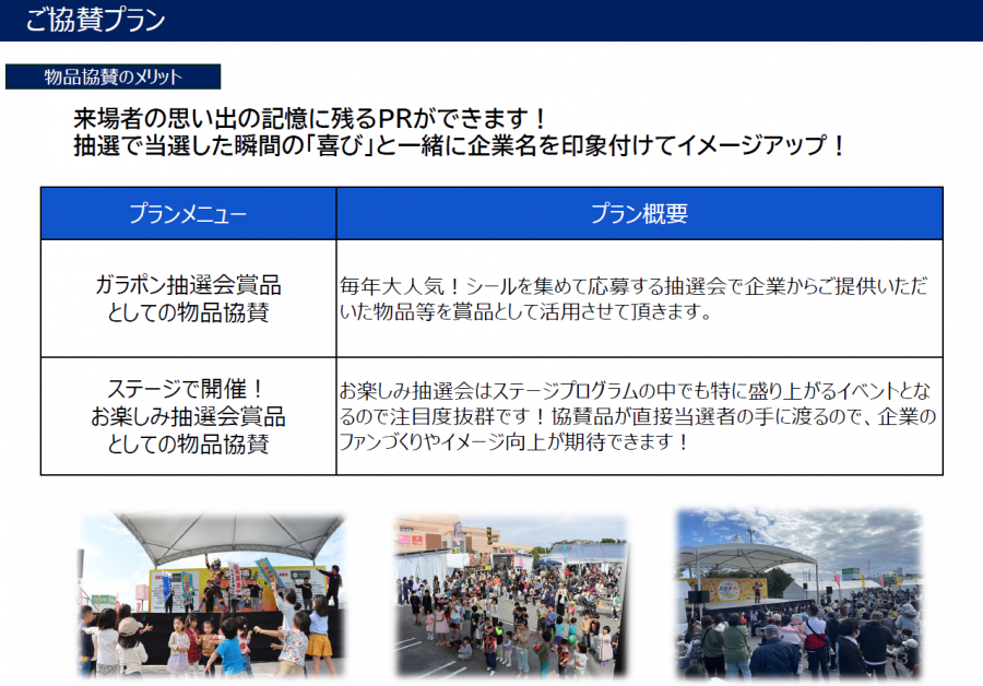 第22回産業まつり物品協賛メニュー