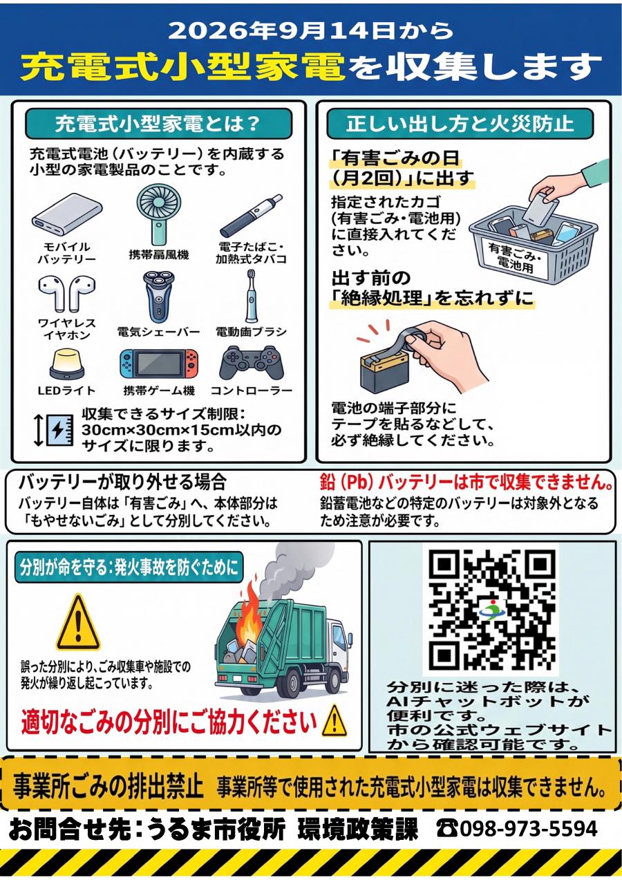 充電式小型家電の門前収集を開始します