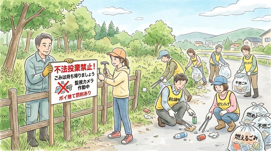 看板設置・清掃作業