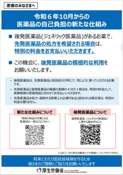 令和6年10月からの医薬品の自己負担の新たな仕組み（患者のみなさんへ）