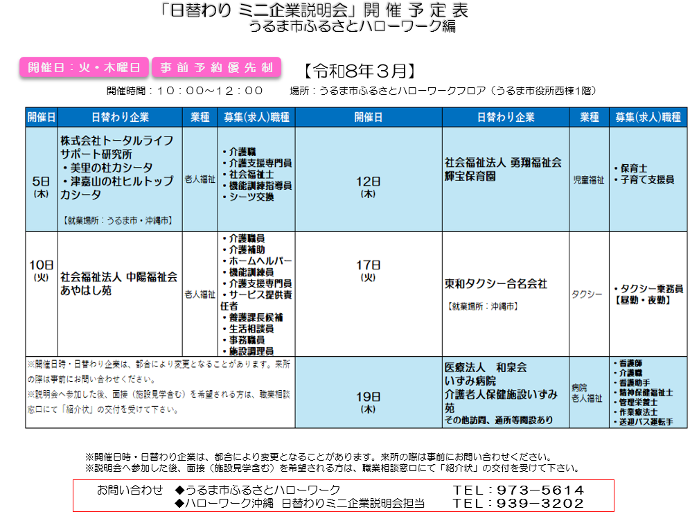 ミニ企業説明会（3月）