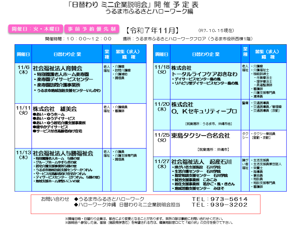 ミニ企業説明会(11月)