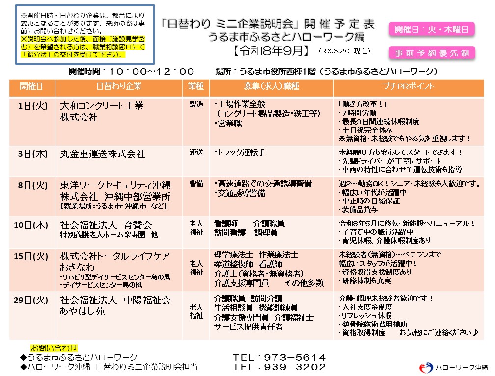 ミニ企業説明会(9月)