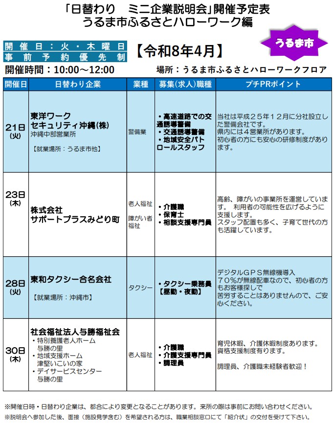 ミニ企業説明会(4月)