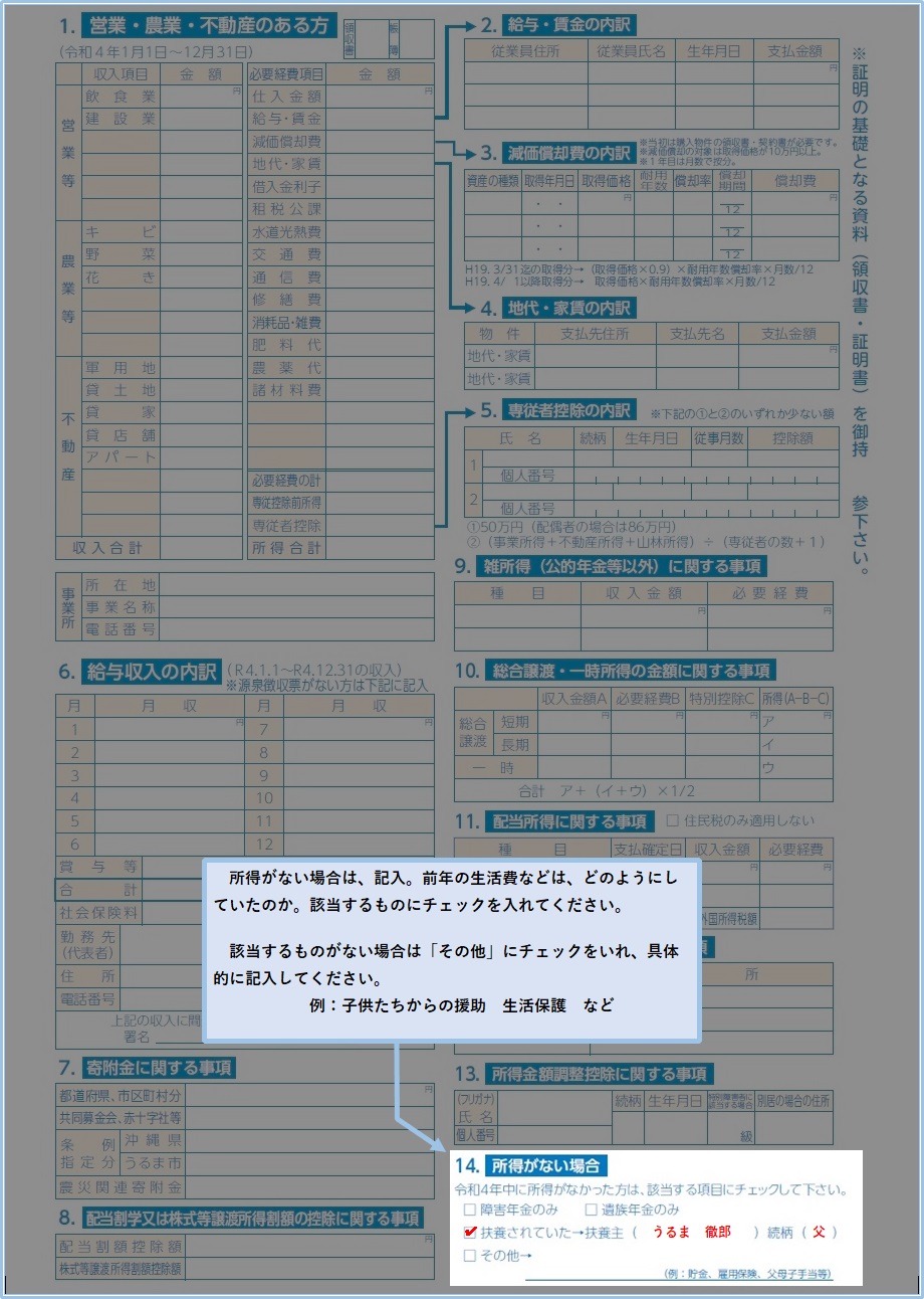 給与の記入例2