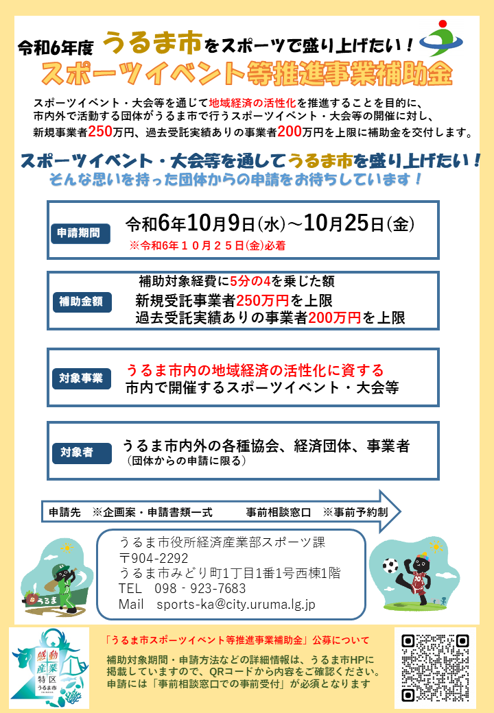 スポーツイベント等推進事業補助金公募チラシ